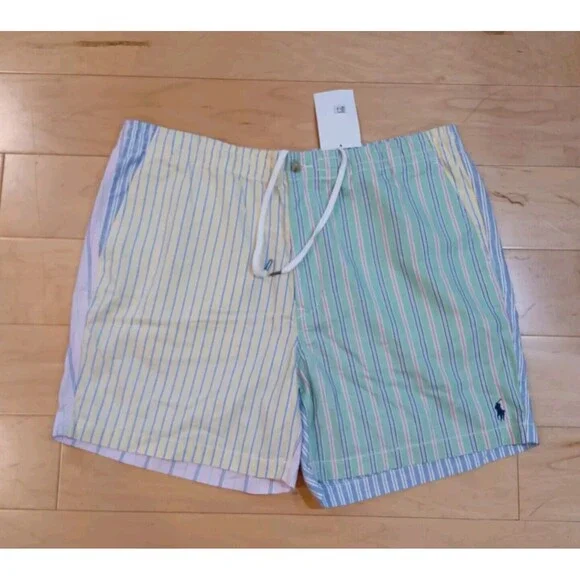 NWT Polo Ralph Lauren Flat Front Multi-Color Stripe Shorts 6" Classic Fit XXL